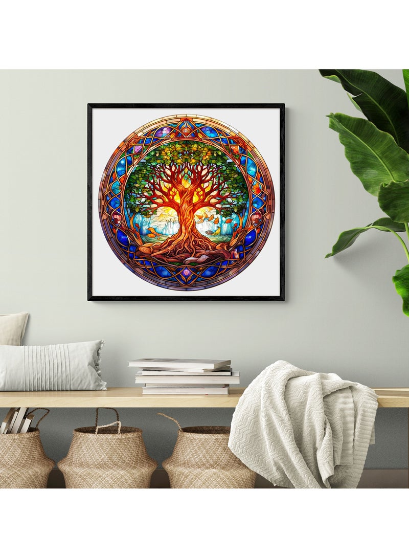 GALADUNE 200 pcs Jigsaws Puzzles for Adult & Kids Teens, Wooden Puzzles, DIY Educational Development Stress Relief Toys, Unique Ramadan Gift Souvenir, Natural Style Home Decorations, Tree of Life Pattern - Image 2