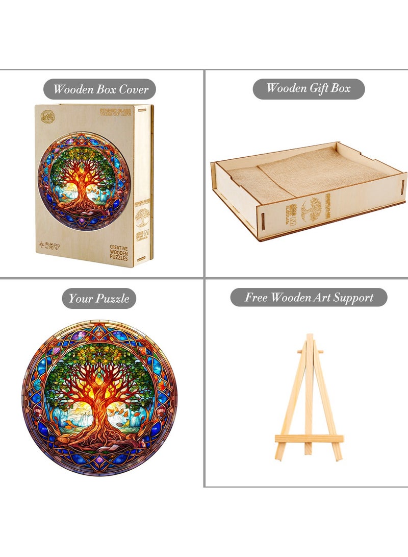 GALADUNE 200 pcs Jigsaws Puzzles for Adult & Kids Teens, Wooden Puzzles, DIY Educational Development Stress Relief Toys, Unique Ramadan Gift Souvenir, Natural Style Home Decorations, Tree of Life Pattern - Image 4