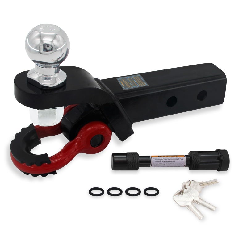 AUTDOUR Trailer Hitch Ball Mount with Tow Shackle and 3/4" Hitch Pin Clip for Heavy Duty Trucks, SUVs, and Cars, Multifunctional 2 in 1 Hitch Mount Fits 2Inch Hitch Receiver - Image 1