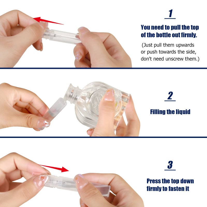 FANDAMEI زجاجة رذاذ فاندامي ميني، عبوة 10 زجاجات سعة 5 مل زجاجة رذاذ بلاستيكية فارغة، زجاجة عطر ميني قابلة لإعادة التعبئة، رذاذ عطر، حاويات عينة صغيرة، زجاجة سفر بلاستيكية محمولة، شفافة - Image 3