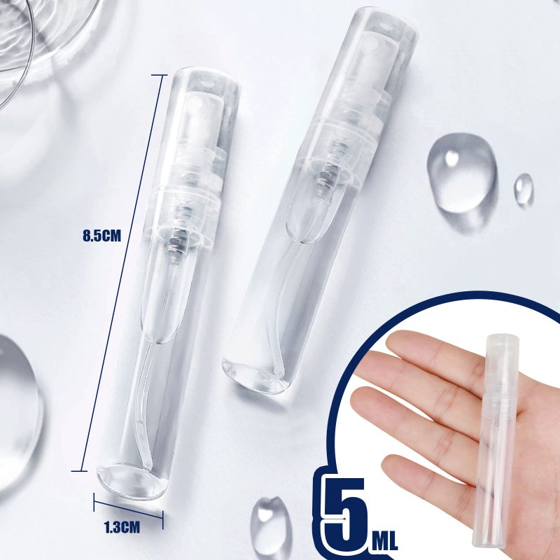 FANDAMEI زجاجة رذاذ فاندامي ميني، عبوة 10 زجاجات سعة 5 مل زجاجة رذاذ بلاستيكية فارغة، زجاجة عطر ميني قابلة لإعادة التعبئة، رذاذ عطر، حاويات عينة صغيرة، زجاجة سفر بلاستيكية محمولة، شفافة - Image 2