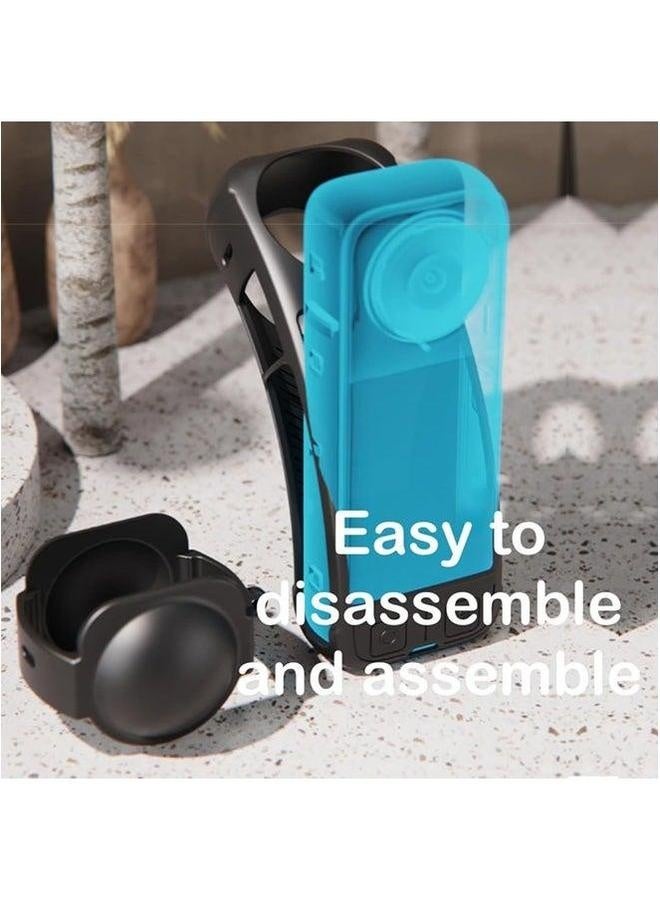 Insta 360 X4 Accessory Kit, Silicone Case, Lens Guard, Cap, Screen Protector Protective Film Soft Bag Sleeve compatible (Black)  - Image 2