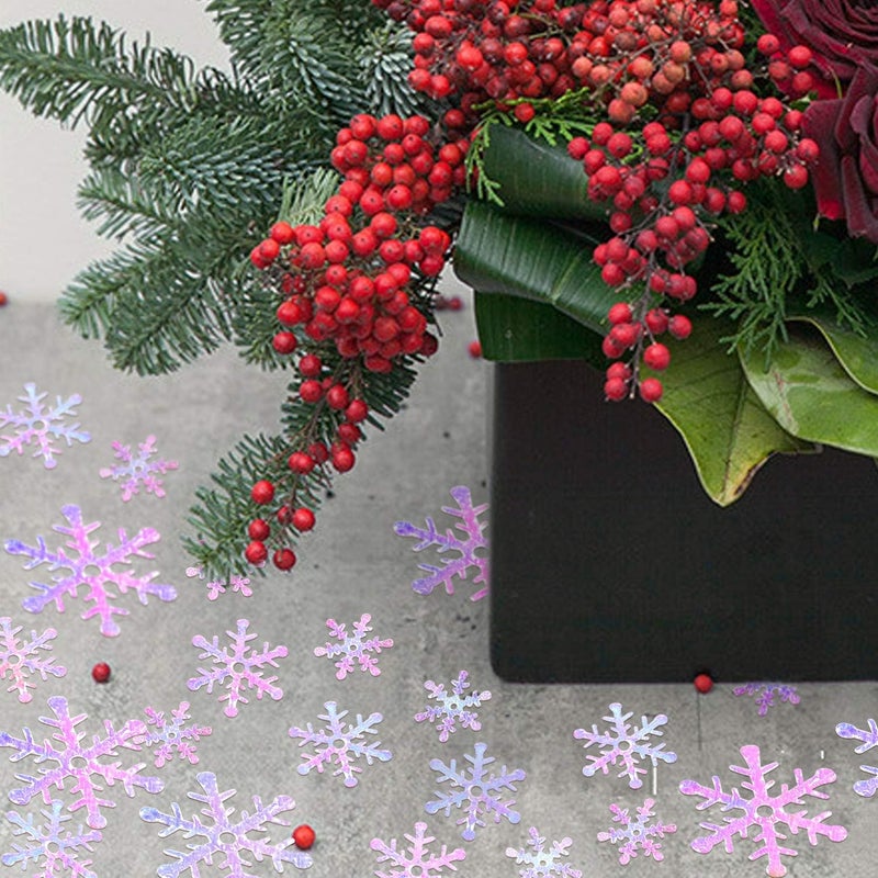 Konsait زينة كونسيت 300 قطعة من رقاقات الثلج لعيد الميلاد زينة لامعة لرقاقات الثلج لزينة الكعك وطاولة الزينة لعيد الميلاد وملحقات حفلات الزفاف الشتوية وسنة جديدة سعيدة وزينة الحفلات والأنشطة الفنية - Image 4
