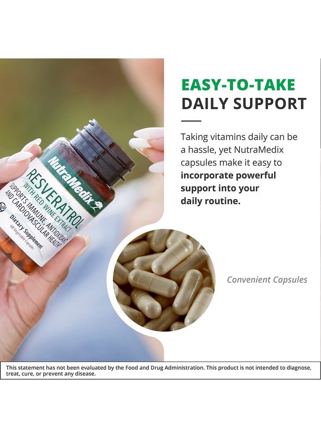 نيوتراميديكس كبسولات ريسفيراترول من NutraMedix - مكمل غذائي مضاد للأكسدة من مستخلص النبيذ الأحمر + قشور العنب - 200 مجم من عشبة العقدة اليابانية لدعم المناعة والقلب والأوعية الدموية (60 كبسولة) - Image 5