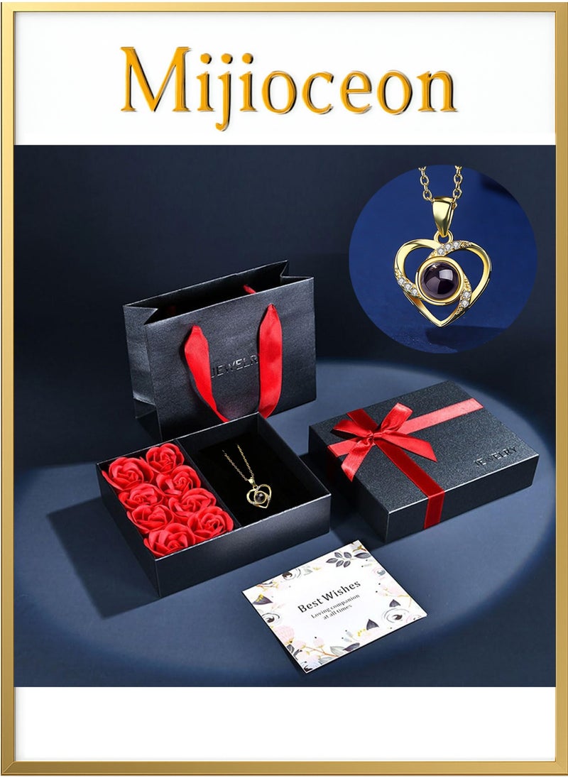 Mijioceon 8 Long Lasting Preserved Roses with Necklace -in Jewelry Box  for Mom Girlfriend Wife On Valentines Day Mothers Day Birthday Anniversary Romantic Gifts, Creative Gift Box,Romantic Gifts for Her  - Image 1