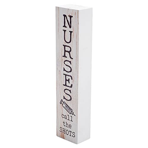 P. Graham Dunn Nurses Call Shots Syringe White 7.25 x 1.5 Inch Wood Vertical Tabletop Block Sign - Image 5