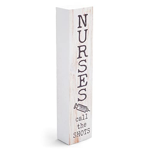 P. Graham Dunn Nurses Call Shots Syringe White 7.25 x 1.5 Inch Wood Vertical Tabletop Block Sign - Image 2