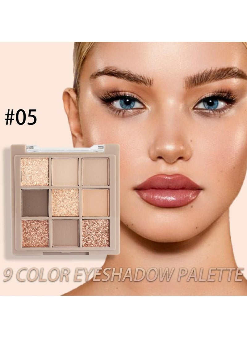 dikalu لوحة ظلال عيون ملونة من 9 ألوان باللون الوردي الذهبي والرمادي والبني، غير لامعة ولامعة، لوحة ظلال عيون كورية طبيعية محايدة دخانية عالية الصبغة ذات مظهر طبيعي تدوم طويلاً مقاومة للماء وقابلة للمزج - Image 4