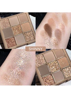 dikalu 9Colors Rose Gold Grey Brown Colorful Eyeshadow Palette Makeup,Matte Shimmer Korean Natural Neutral Smokey Eye Eyeshadow Palettes Highly Pigmented Naturing-Looking Long Lasting Waterproof Blendable  - Image 3