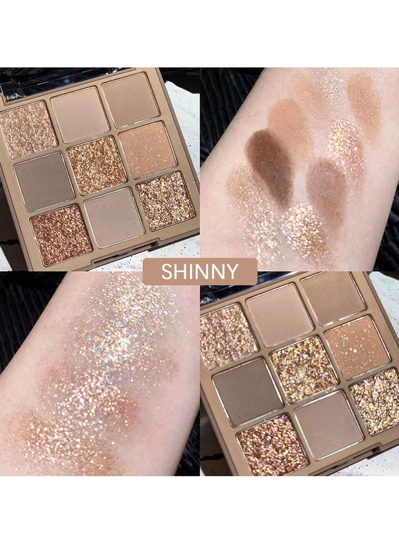 dikalu لوحة ظلال عيون ملونة من 9 ألوان باللون الوردي الذهبي والرمادي والبني، غير لامعة ولامعة، لوحة ظلال عيون كورية طبيعية محايدة دخانية عالية الصبغة ذات مظهر طبيعي تدوم طويلاً مقاومة للماء وقابلة للمزج - Image 3