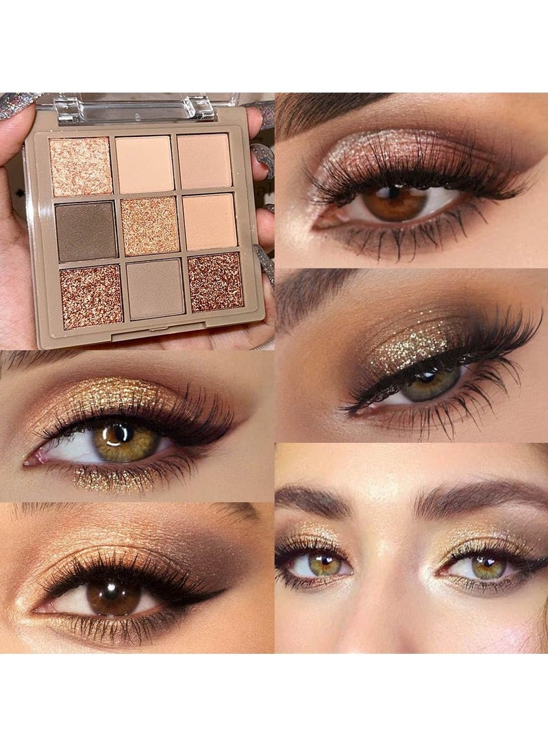 dikalu لوحة ظلال عيون ملونة من 9 ألوان باللون الوردي الذهبي والرمادي والبني، غير لامعة ولامعة، لوحة ظلال عيون كورية طبيعية محايدة دخانية عالية الصبغة ذات مظهر طبيعي تدوم طويلاً مقاومة للماء وقابلة للمزج - Image 2