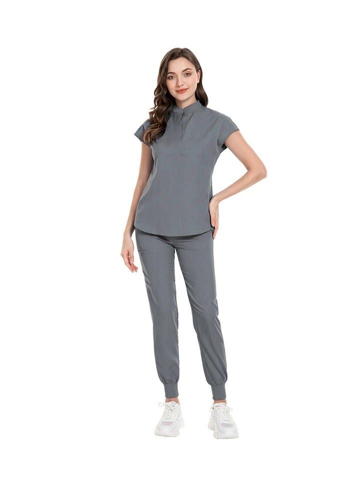 Elastic Scrubs Nursing Pants with Stand Collar Nurse Uniforms for Medical Professionals & Jogging - Amazon Fulfilled - Image 1