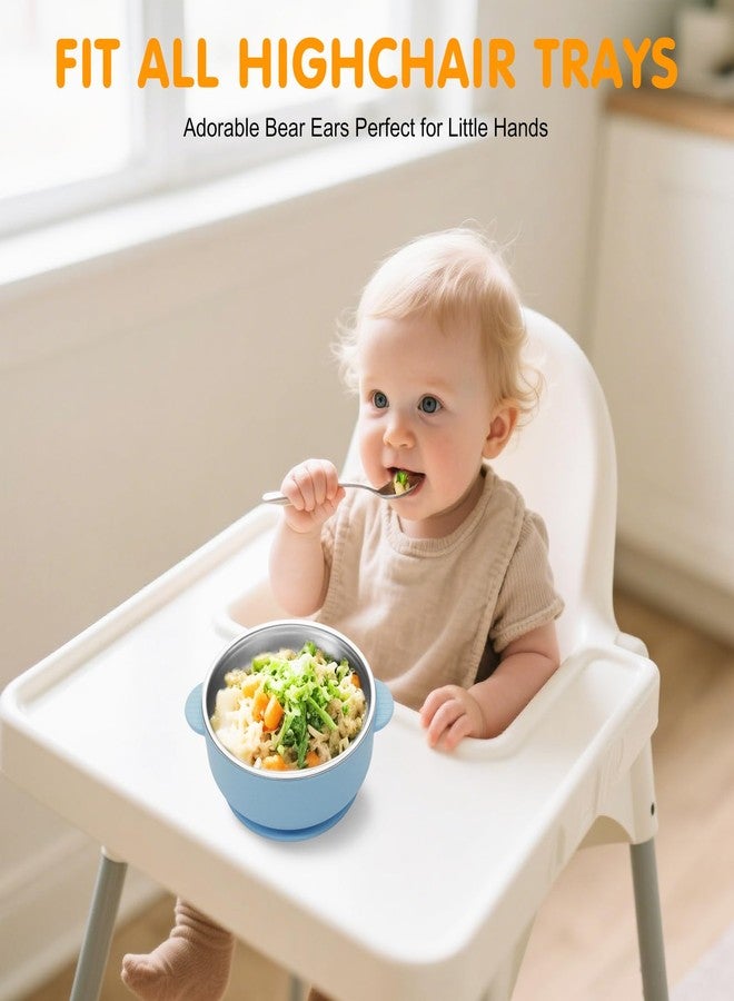 JVEOO 4 Pack Stainless Steel Baby Bowls with Suction, 2-in-1 SUS304 Toddlers Bowl & Removable Silicone Suction Kids Bowl Anti Scald Non Toxic Snack Container for Baby Food Feeding - Image 4