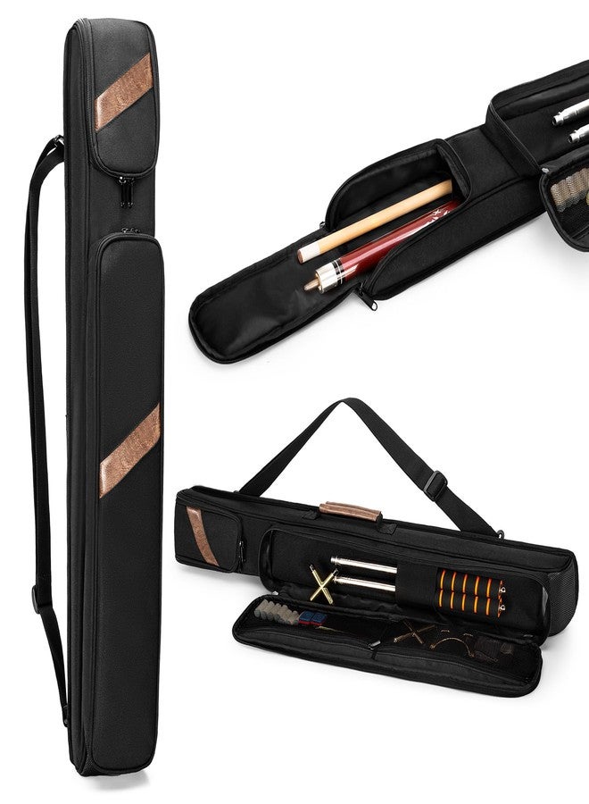 Rexmica Pool Cue Case Holds 1 Butt and 1 Shaft, Billiard Pool Cue Stick Carrying Case Bag with Handle and Detachable Shoulder Strap, Pool Cue Bag with Front Accessory Pocket, Black - Image 1