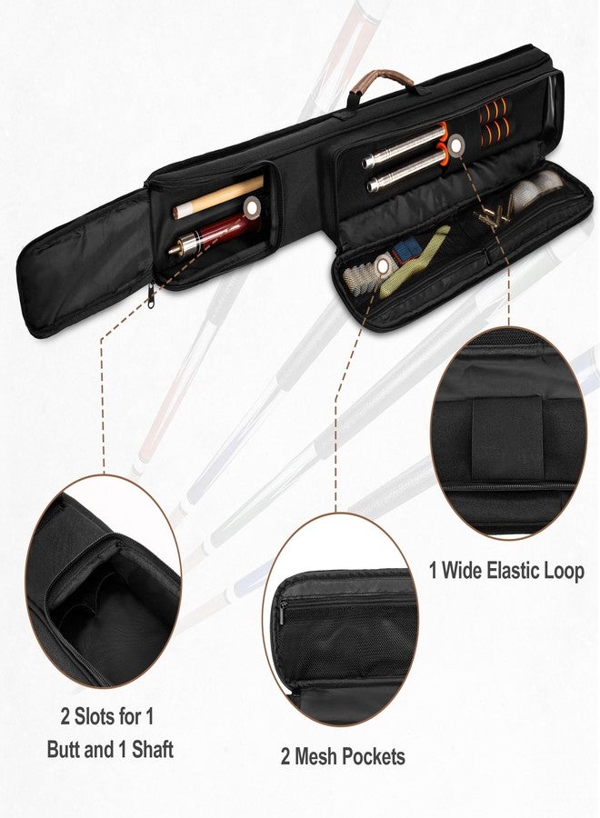 Rexmica Pool Cue Case Holds 1 Butt and 1 Shaft, Billiard Pool Cue Stick Carrying Case Bag with Handle and Detachable Shoulder Strap, Pool Cue Bag with Front Accessory Pocket, Black - Image 2