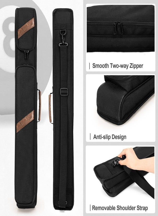 Rexmica Pool Cue Case Holds 1 Butt and 1 Shaft, Billiard Pool Cue Stick Carrying Case Bag with Handle and Detachable Shoulder Strap, Pool Cue Bag with Front Accessory Pocket, Black - Image 4