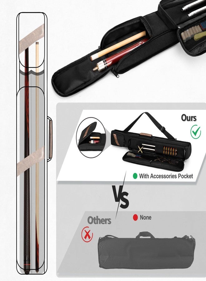 Rexmica Pool Cue Case Holds 1 Butt and 1 Shaft, Billiard Pool Cue Stick Carrying Case Bag with Handle and Detachable Shoulder Strap, Pool Cue Bag with Front Accessory Pocket, Black - Image 3