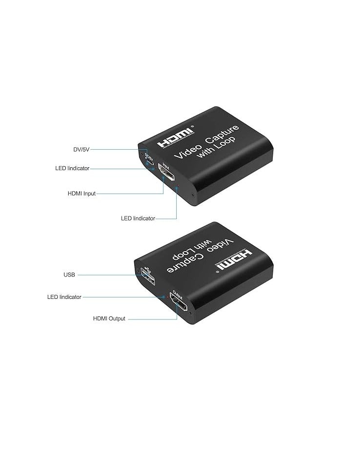 SASOLINE Video Capture Card, 4K HDMI Video Capture Device with Loop Out, Full HD 1080P Game Capture Video Recorder for Live Streaming, Broadcasting or Video Conference (X1) - Image 1