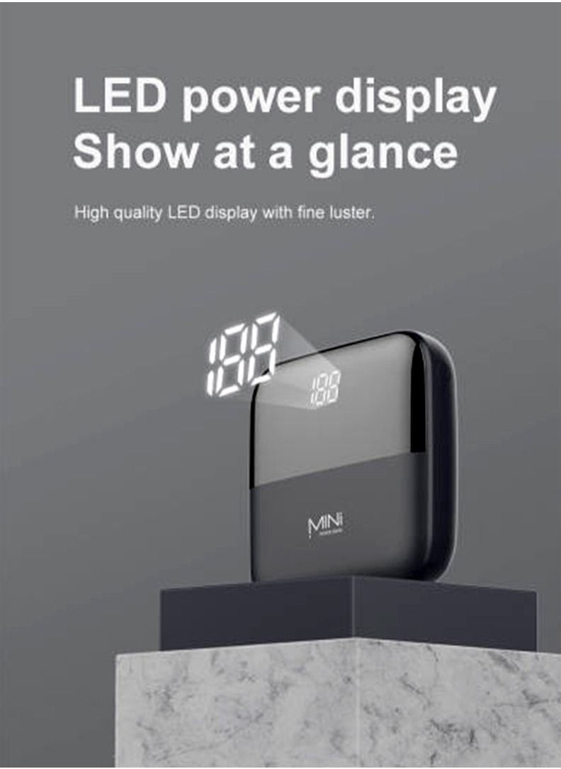 Mini - 10000 mAh Super Fast Charging Ultra Compact Nano Power Bank with Quick Charge & Power Delivery Portable Charger For iPhone and Android- White - Image 1