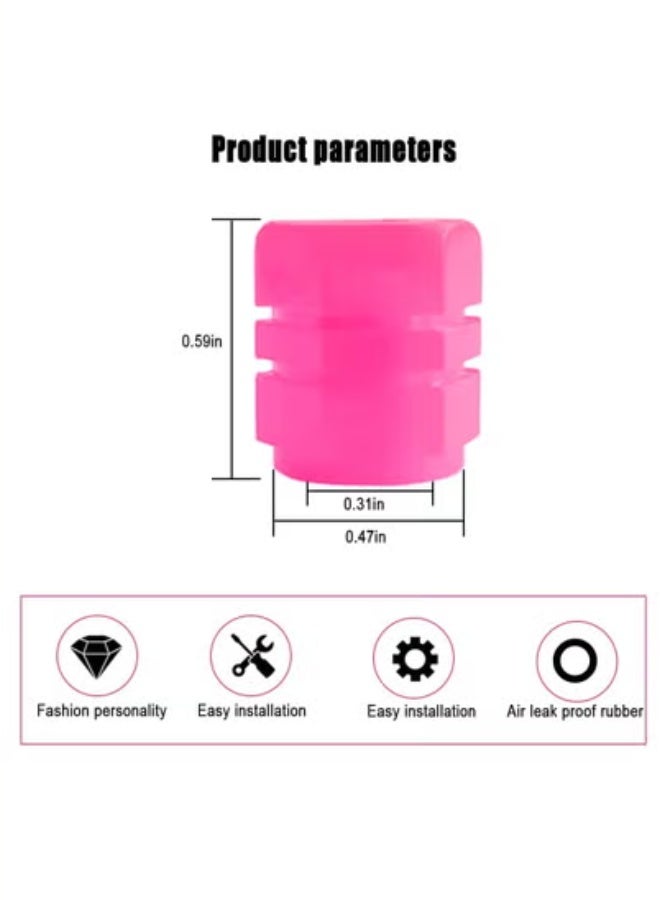 عام 4 قطع من أغطية جذع صمام إطارات السيارة الفلورسنت، غطاء صمام إطارات السيارات المتوهج في الظلام، مقاوم للتآكل، ملحقات ديكور السيارة عالمية لسيارات الدفع الرباعي والشاحنات والسيارات - Image 2