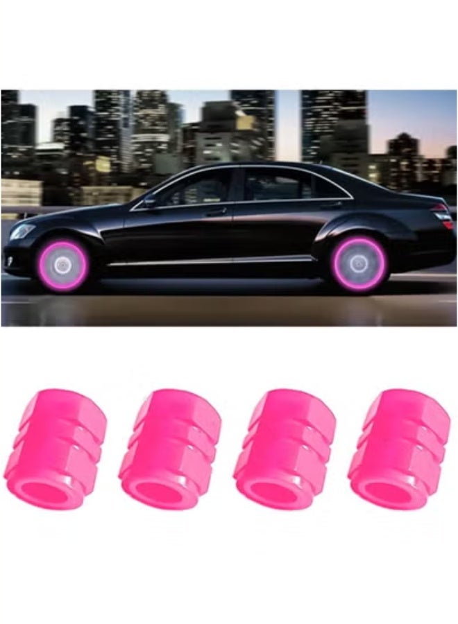 عام 4 قطع من أغطية جذع صمام إطارات السيارة الفلورسنت، غطاء صمام إطارات السيارات المتوهج في الظلام، مقاوم للتآكل، ملحقات ديكور السيارة عالمية لسيارات الدفع الرباعي والشاحنات والسيارات - Image 1