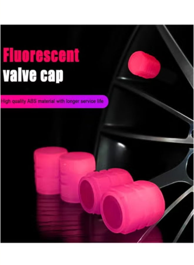 عام 4 قطع من أغطية جذع صمام إطارات السيارة الفلورسنت، غطاء صمام إطارات السيارات المتوهج في الظلام، مقاوم للتآكل، ملحقات ديكور السيارة عالمية لسيارات الدفع الرباعي والشاحنات والسيارات - Image 3