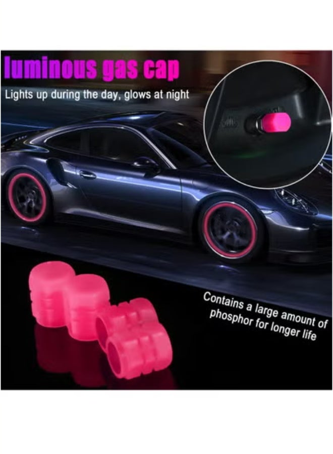 عام 4 قطع من أغطية جذع صمام إطارات السيارة الفلورسنت، غطاء صمام إطارات السيارات المتوهج في الظلام، مقاوم للتآكل، ملحقات ديكور السيارة عالمية لسيارات الدفع الرباعي والشاحنات والسيارات - Image 4