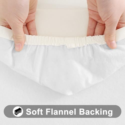 Smiry Rectangle Tablecloth, Elastic Fitted Flannel Backed Vinyl Tablecloths for 6ft Folding Tables, Waterproof Wipeable Table Covers for Indoor, Outdoor, Picnic and Camping (Beige, 30"x72") - Image 4