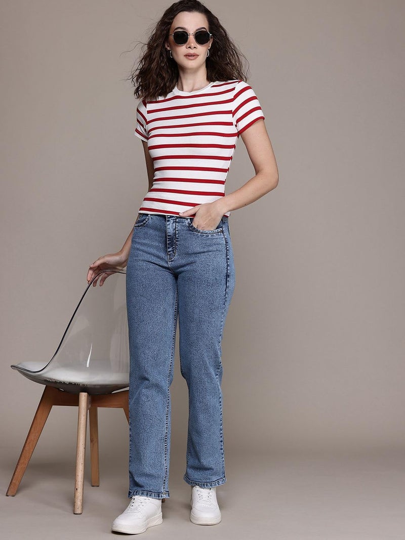 Nifty Women's Denim Stretchable Straight Fit Boyfriend Jeans (1469_BLU_26_Blue_26) - Image 5