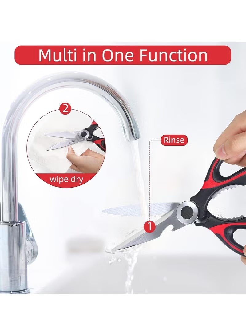 2-Pack Heavy Duty Kitchen Shears - Professional Stainless Steel Cooking Scissors for Cutting Chicken, Meat Bones, Poultry, Fish & Herbs | Includes Protective Covers - Image 5