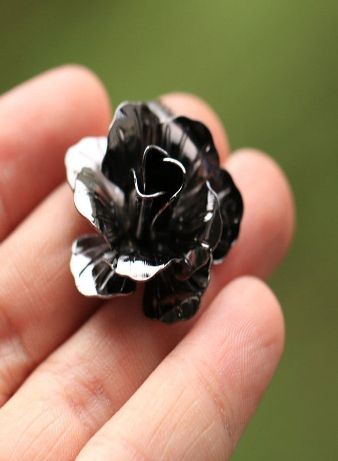 123Arts Men's Rose Golden Flower Lapel Stick Brooch Pins for Sui,Black/Sliver/Gold,Set of 3 - Image 3