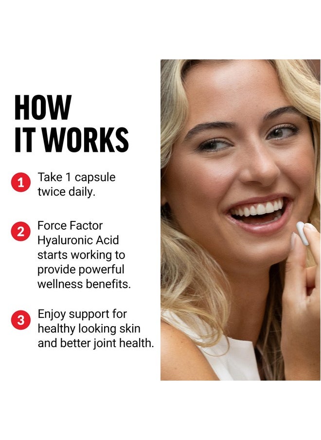 Force Factor FORCE FACTOR Hyaluronic Acid Supplements, Hyaluronic Acid Capsules for Joint Health and Skin Hydration, Joint Health Supplement for Women and Men, High Potency, Vegan, 60 Capsules  - Image 4