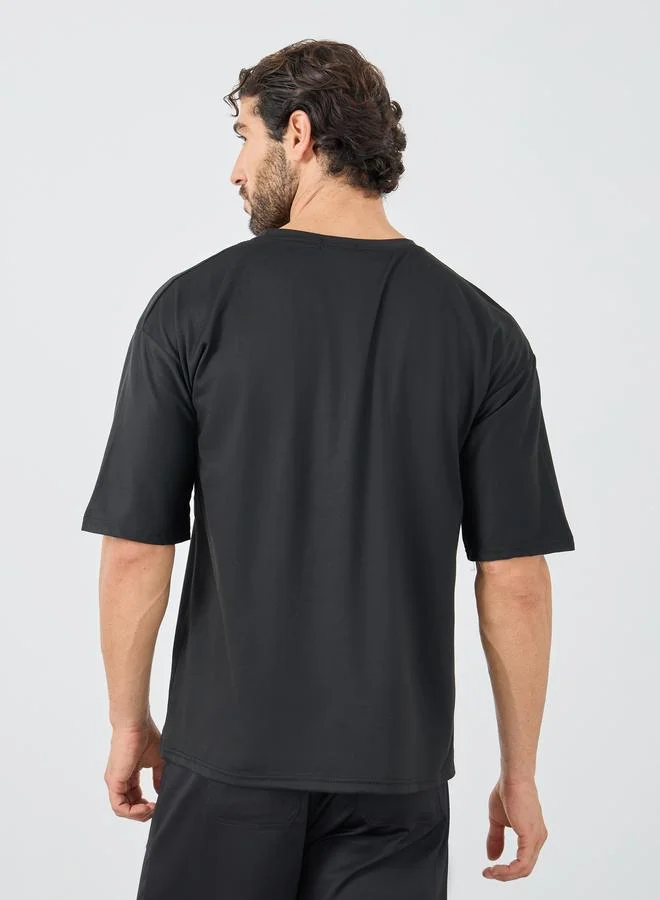 Styli Styli Minimal Print Round Neck Oversized T-Shirt