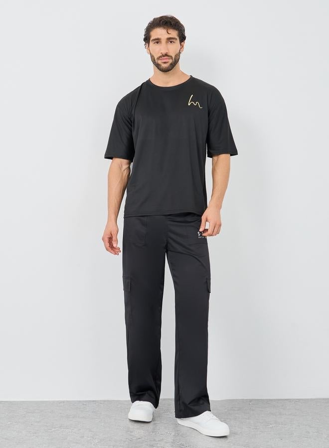 Styli Minimal Print Round Neck Oversized T-Shirt - Image 2