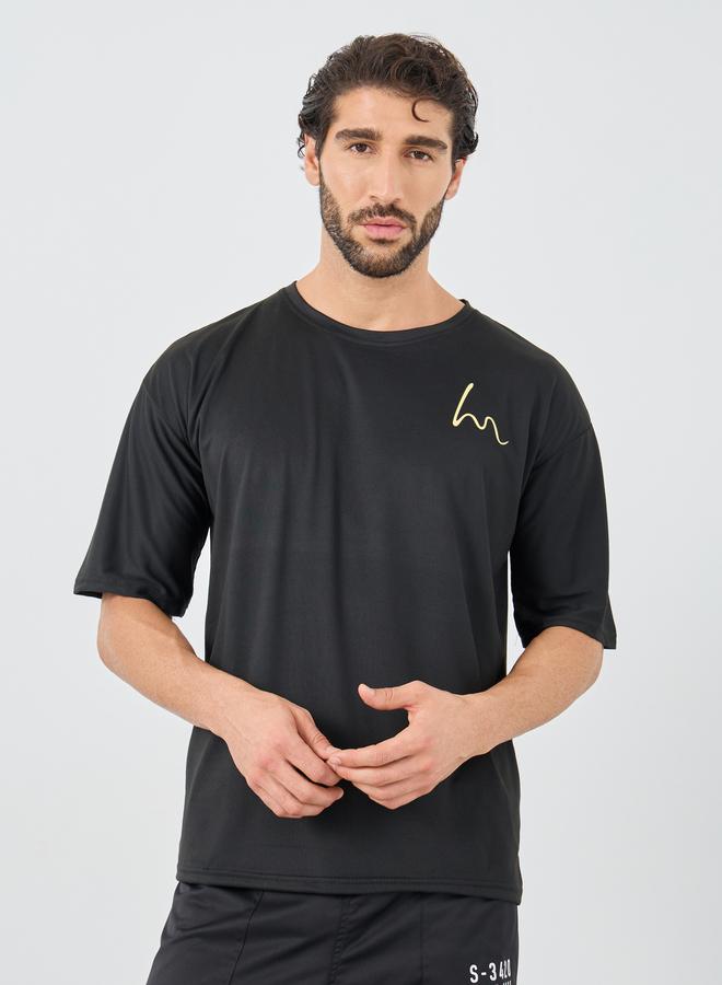 Styli Minimal Print Round Neck Oversized T-Shirt - Image 1