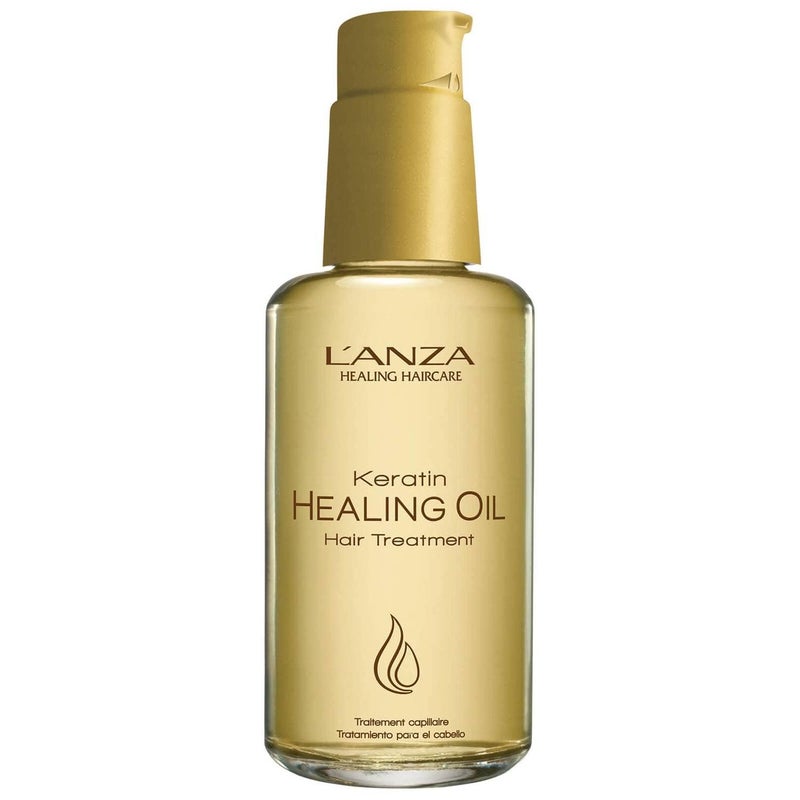 LANZA علاج زيت الشعر من L'ANZA المعالج بالكيراتين، علاج مشبع بالكيراتين، زيت شعر للأقفال التالفة، مكونات علاجية خالية من القسوة تصلح وتقوي مع حماية من الأشعة فوق البنفسجية، حجم زجاجة جديدة: 1.7 أونصة سائلة (عبوة من 1) - Image 1