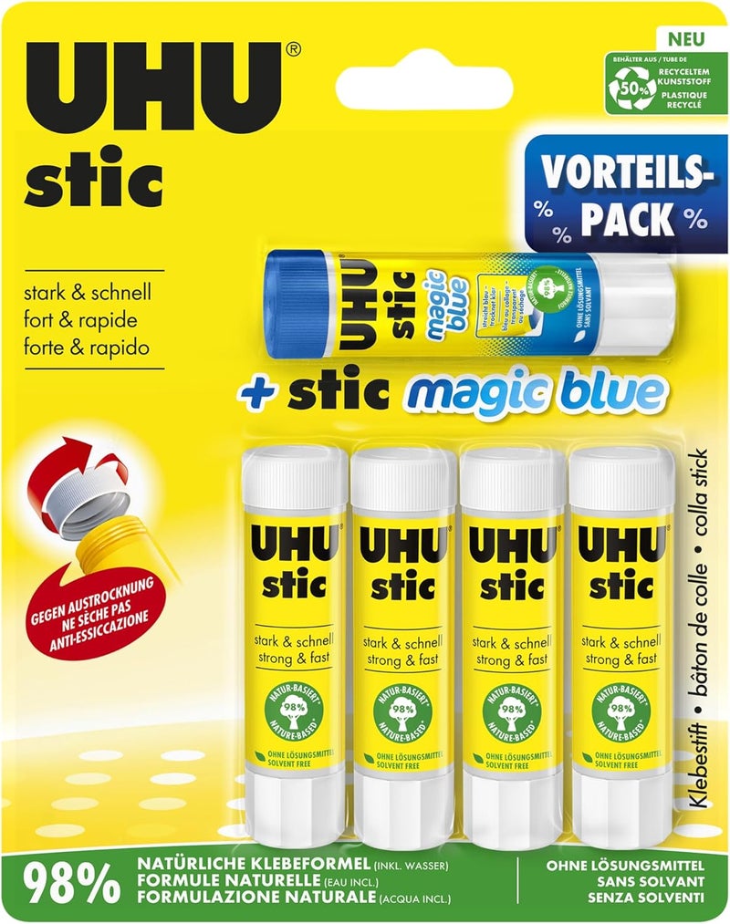 UHU 45275-5 glue sticks 4x Stic mit 1x Magic Stic, 8.2 g - Image 1