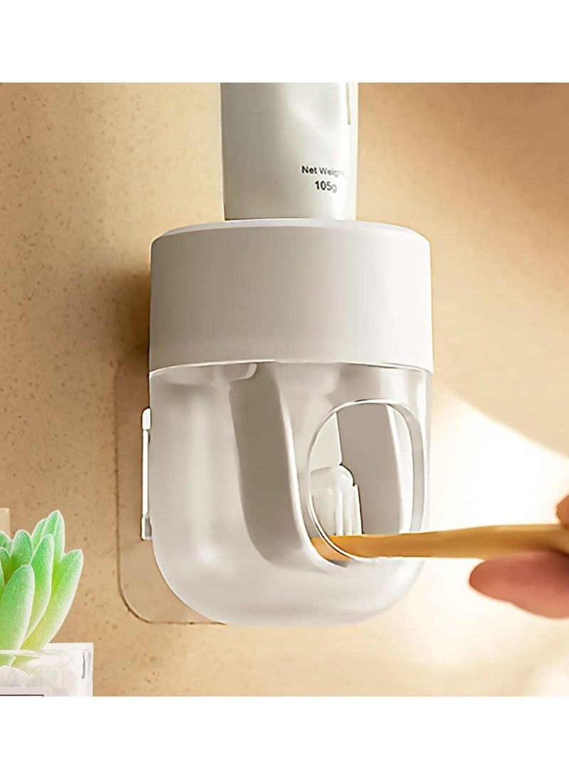 SYOSI - SYOSI Toothpaste Dispenser, Wall Mounted Bathroom Automatic Toothpaste Squeezer, Visualization of Toothpaste Flow Rate (White and Transparent) - Image 1