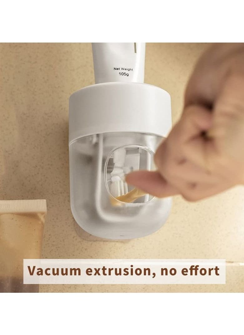 SYOSI - SYOSI Toothpaste Dispenser, Wall Mounted Bathroom Automatic Toothpaste Squeezer, Visualization of Toothpaste Flow Rate (White and Transparent) - Image 1