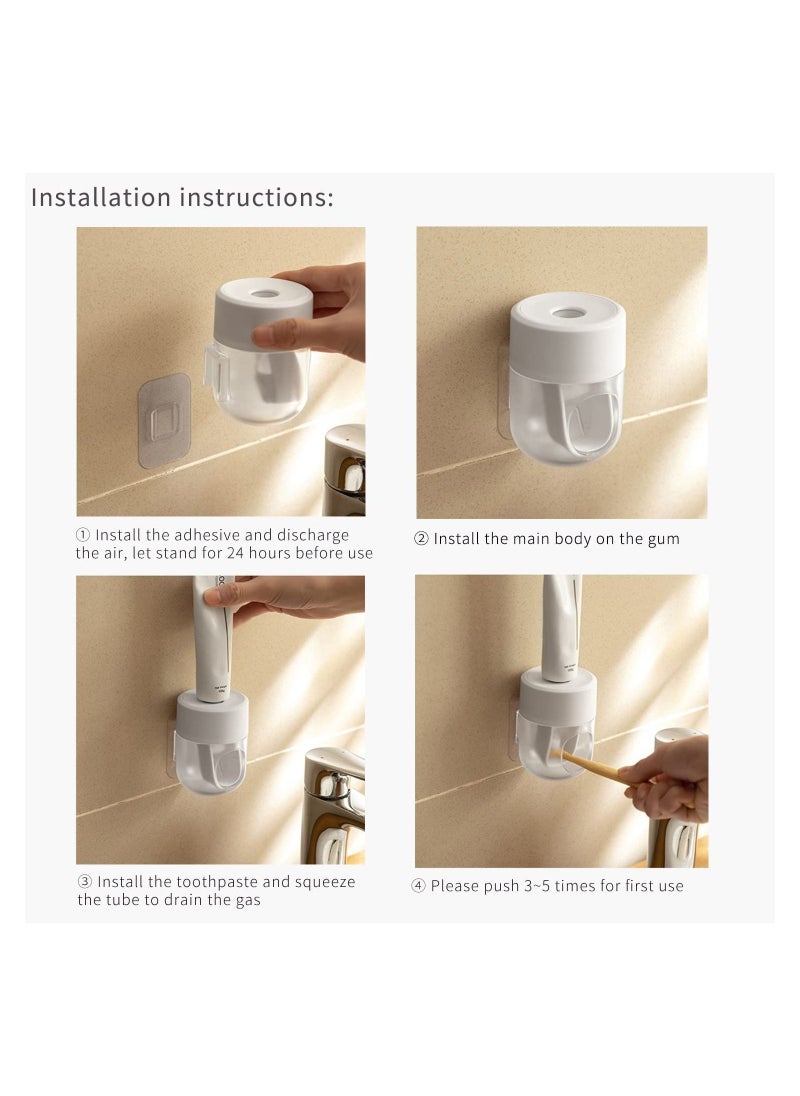 SYOSI - SYOSI Toothpaste Dispenser, Wall Mounted Bathroom Automatic Toothpaste Squeezer, Visualization of Toothpaste Flow Rate (White and Transparent) - Image 1