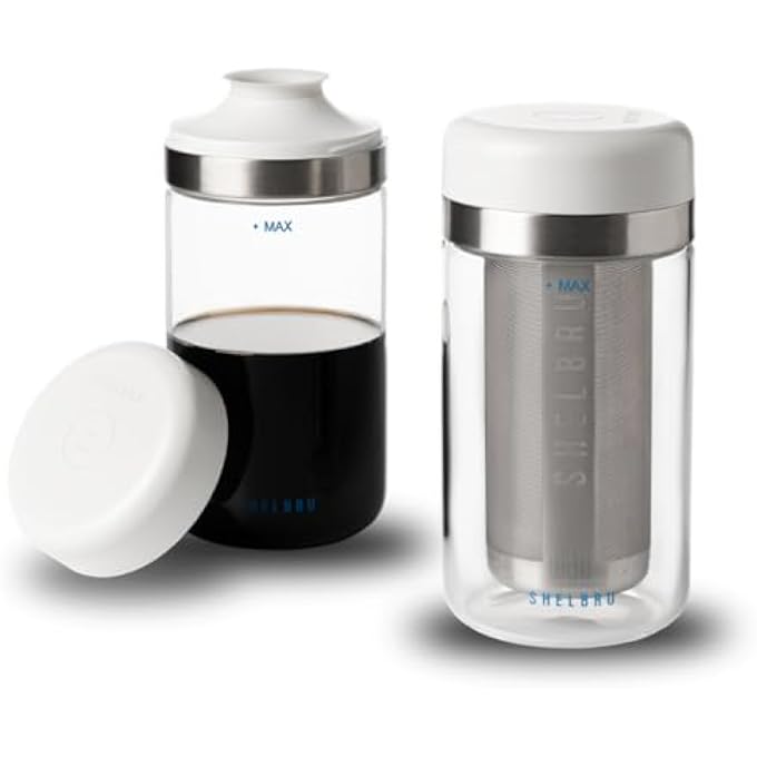 Shelbru Cold Brew Coffee Maker  2Piece Set WBrewer  Carafe Pitcher  Reusable Stainless Steel Filter  HeavyDuty Boroscilicate Glass  169 Fl Oz  500Ml Of Cold Brew ConcentrateIced Coffee - Image 2