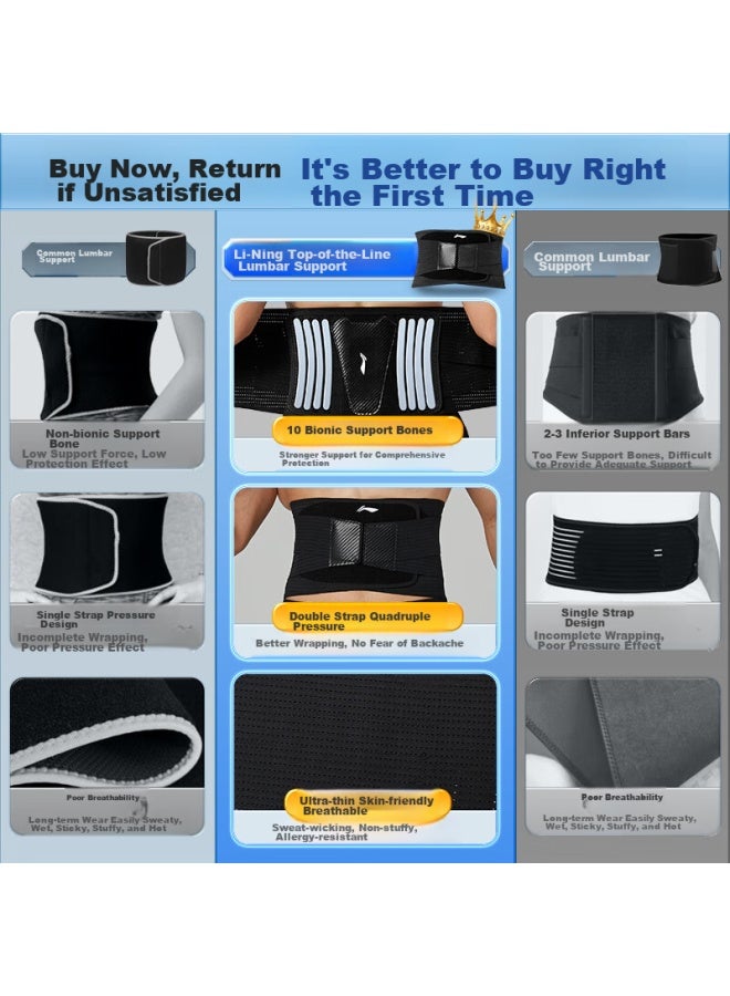 Li-Ning Li-ning Waist Support Belt For Sports, Fitness, Warmth, Herniated Disc, Medical Back Pain, Muscle Strain, Prolonged Sitting, Running, Basketball, Deadlifts, And Waist Protection  - Image 1