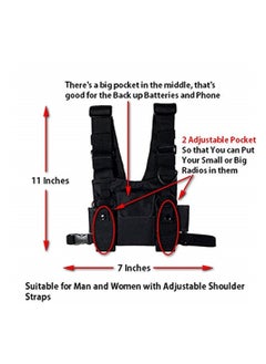 Y&D Chest Bag, Bag Shoulder Holster Radio Harness Front Pack Pouch Vest Rig Two Way Walkie Talkie with Pouch, Black  - Image 4