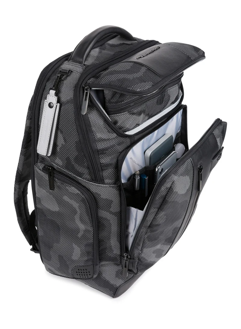بيكوادرو حقيبة ظهر لابتوب للأعمال Piquadro CA5477BR2BM مقاس 17 بوصة مع حجرة لابتوب 15.6 بوصة، حجرة للتابلت، حماية RFID، ومنفذ USB
