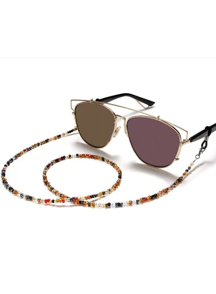 سلسلة نظارات من الجملات المجملة الأنيقة بـ 4 قطع | حزام طوقية لحمل النظارات | حبال لحماية نظارات القراءة والطبية | لينياردات لكمامات الوجه | إكسسوارات نظارات - Image 2