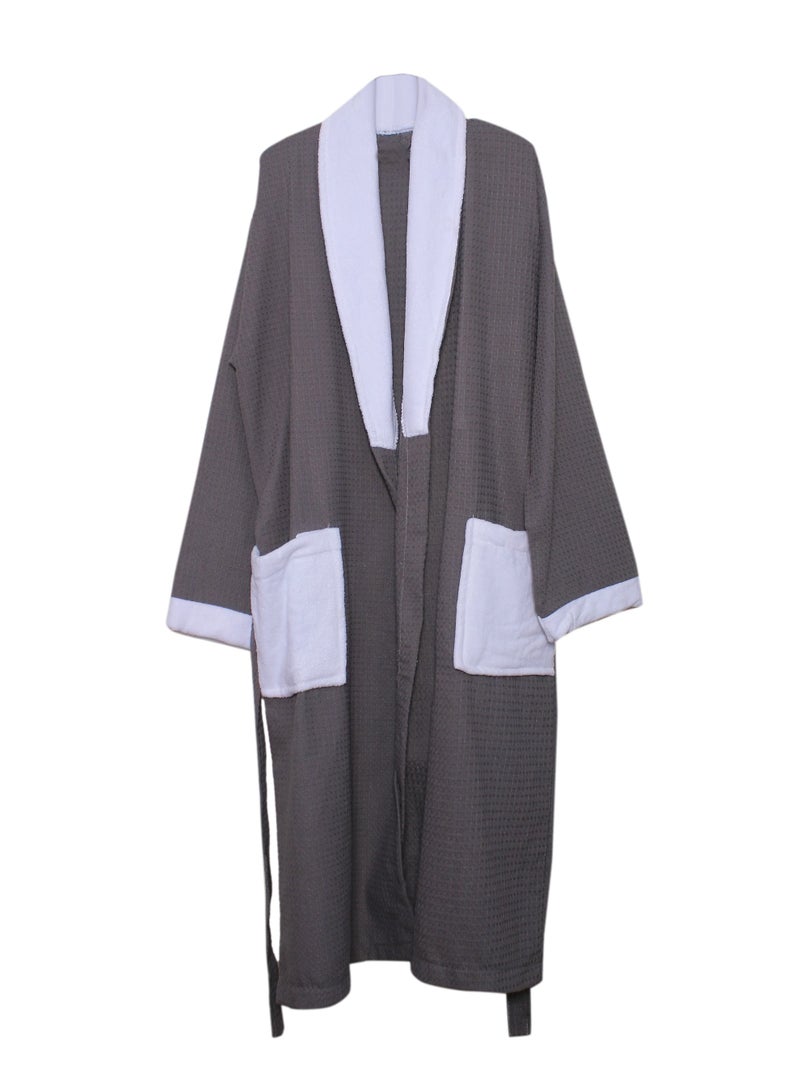 AZM Waffle Bathrobe Super Soft Luxury Grey- XL - Image 3