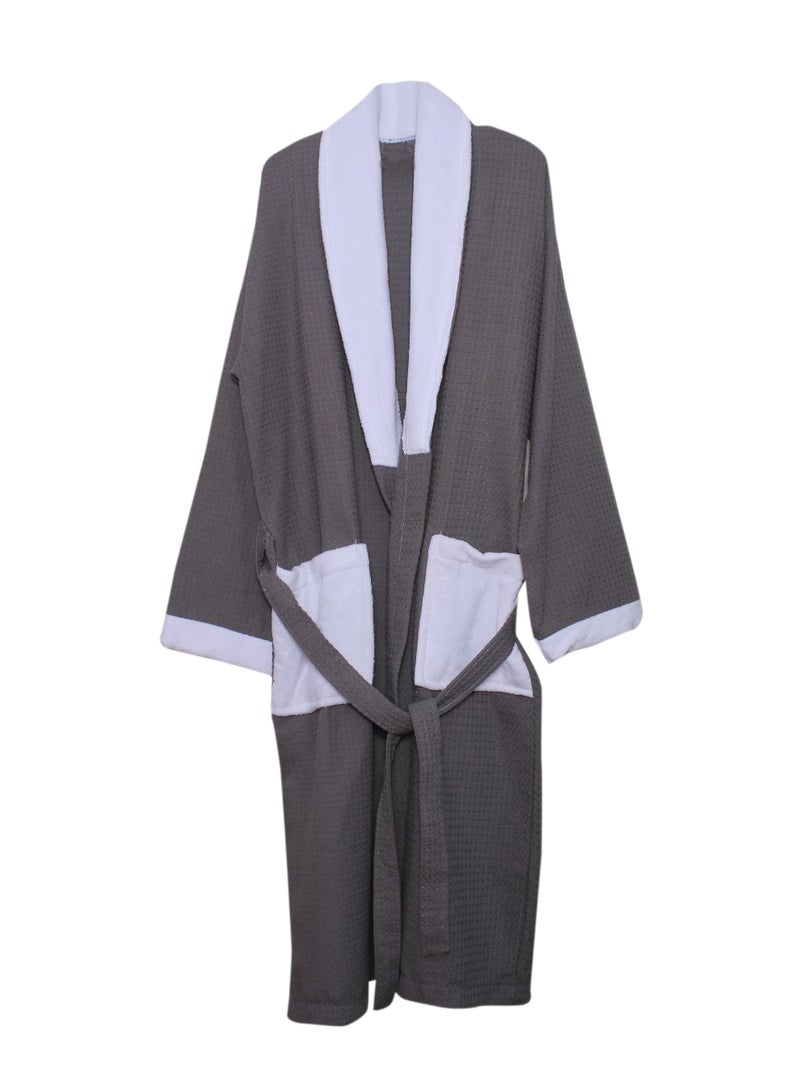 AZM Waffle Bathrobe Super Soft Luxury Grey- XL - Image 4