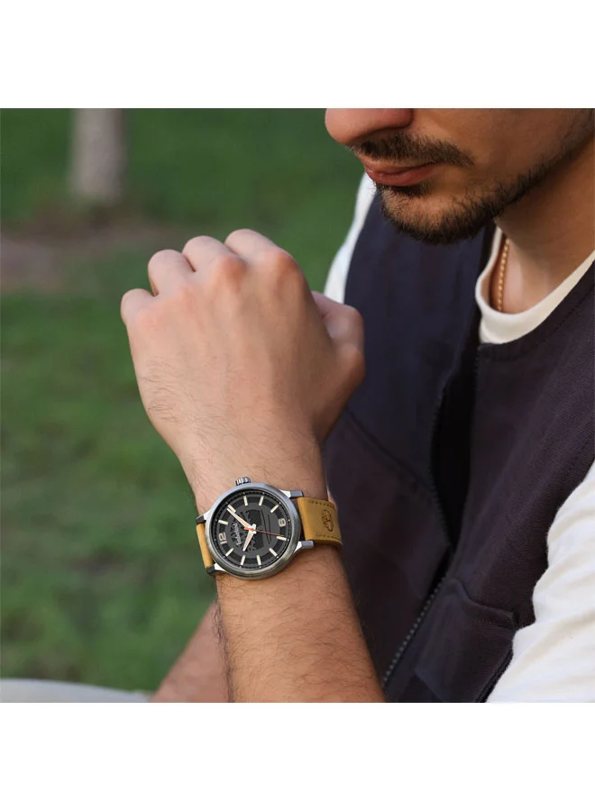 Timberland Tan Men's Driscoll Black Dial Leather Strap Analog Watch for Men, 43mm for Men | Best Price UAE