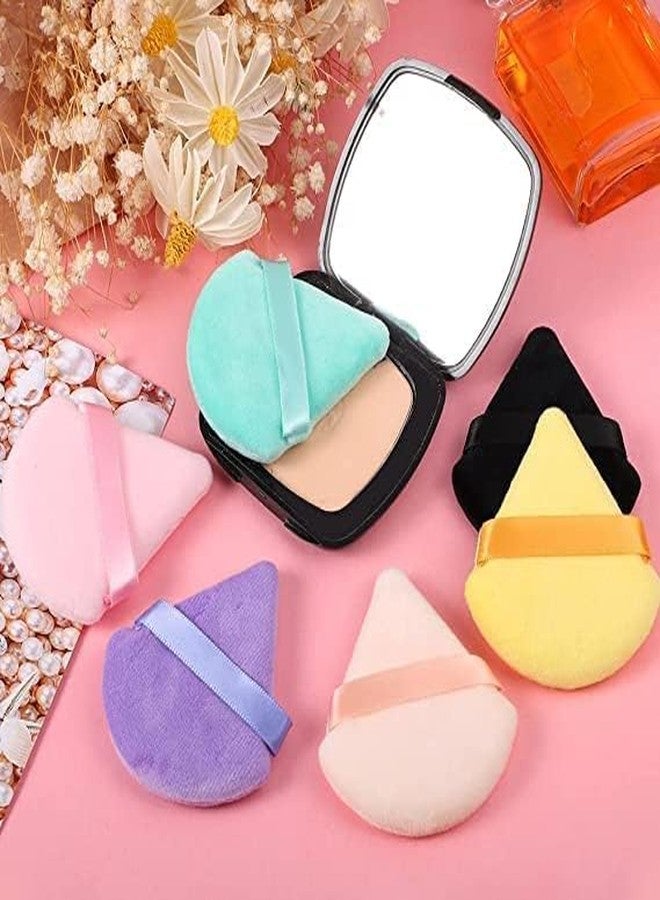 Ruby Face Rubyface Pure Cotton Powder Puff, Triangle Wedge Shape Designed for Contouring, Under Eyes and Corners Loose Powder Mineral Powder Body Makeup Tool multicoloured, Pack of 6 - Image 1