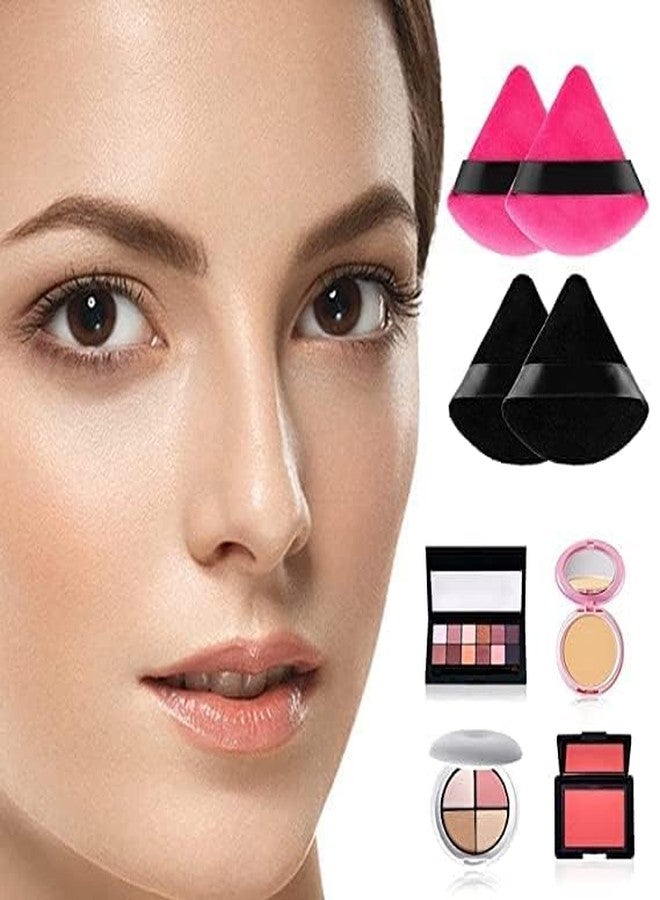 Ruby Face Rubyface Pure Cotton Powder Puff, Triangle Wedge Shape Designed for Contouring, Under Eyes and Corners Loose Powder Mineral Powder Body Makeup Tool multicoloured, Pack of 6 - Image 2